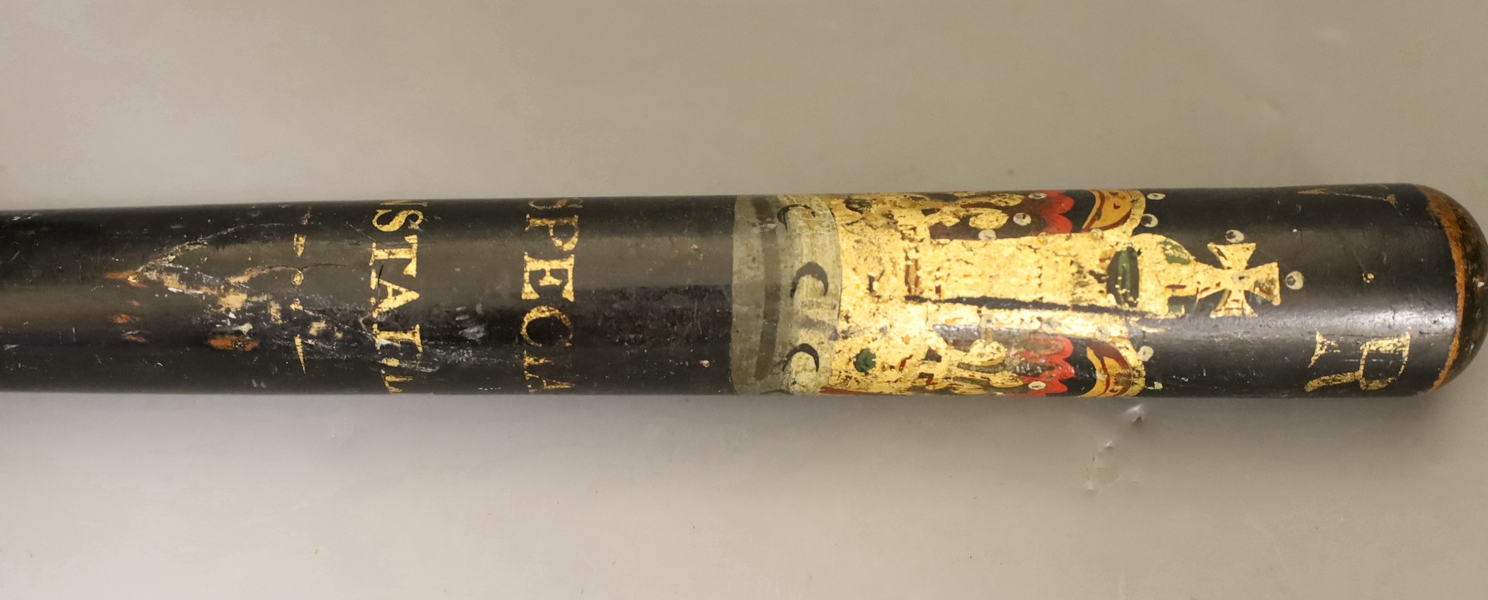 A Victorian painted, ‘special constable’ truncheon, 43cm long